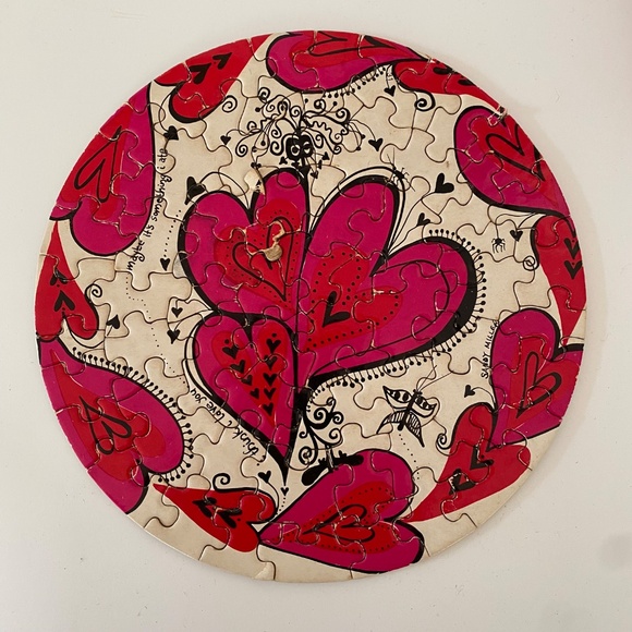 Vintage Springbok Heart Valentine Small Round Puzzle Love Thingies - Picture 4 of 9